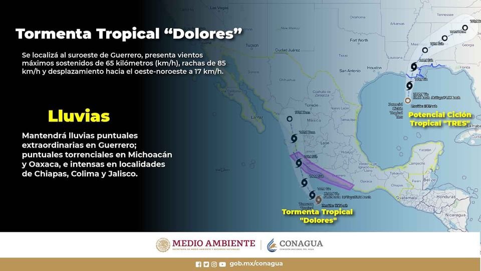 Prevén que la tormenta tropical «Dolores» impacte directamente a Sinaloa, confir Prevén que la tormenta tropical «Dolores» impacte directamente a Sinaloa, confir
