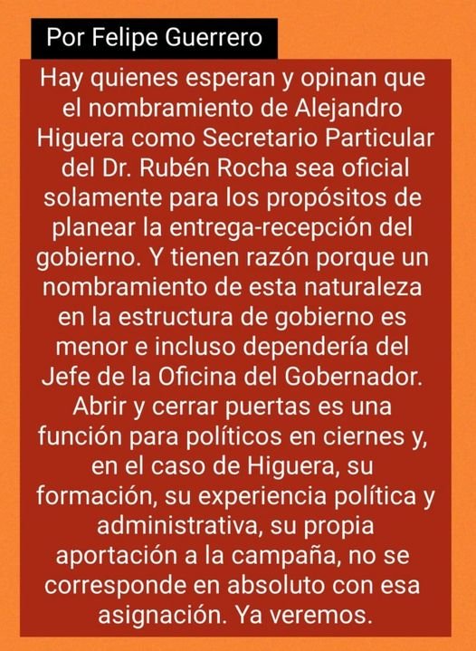 Se espera que el nombramiento a Alejandro Higuera de Secretario Particular del