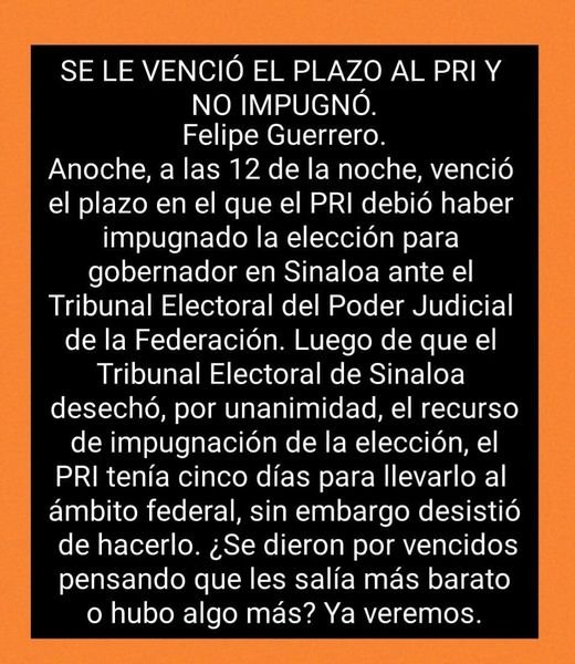 SE LE VENCIÓ EL PLAZO AL PRI