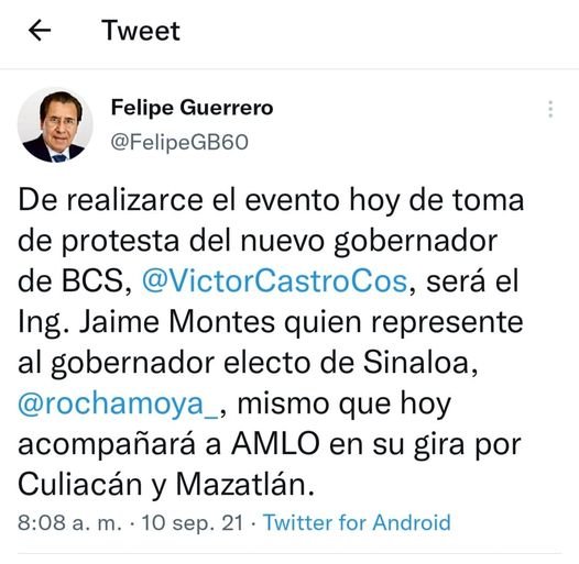 EL ING. JAIME MONTES EN REPRESENTACIÓN DEL GOBERNADOR ELECTO, RUBÉN ROCHA.