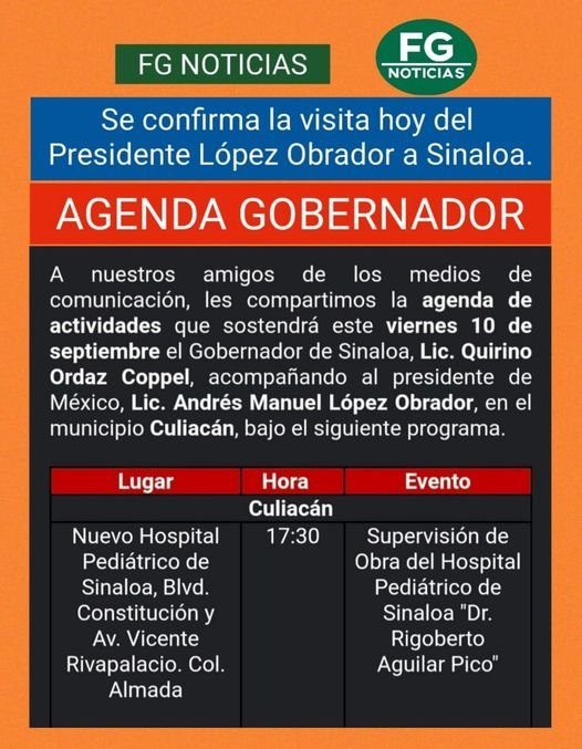 ESTARÁ HOY EL PRESIDENTE ANDRÉS MANUEL LÓPEZ OBRADOR EN SINALOA.