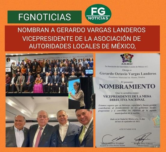 NOMBRAN A GERARDO VARGAS LANDEROS VICEPRESIDENTE DE LA ASOCIACIÓN DE AUTORIDAD