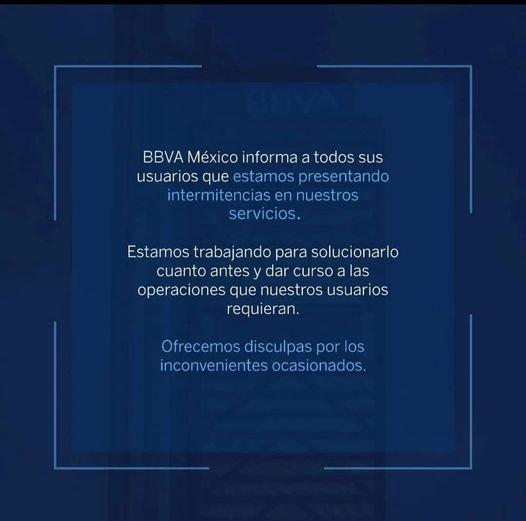 SE CAE EL SISTEMA FINANCIERO VIRTUAL DE BBVA.