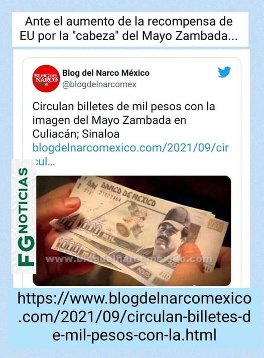 Aparecen en Culiacán billetes de mil pesos con la imagen del Mayo Zambada.