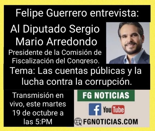 Entrevista en vivo, este martes 19 de octubre a las cinco de la tarde.