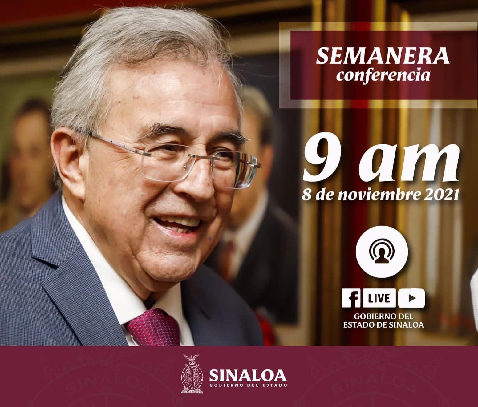 MAÑANA LUNES, 08 DE NOVIEMBRE, INICIA EL GOBERNADOR RUBÉN ROCHA CON SUS CONFERENCIAS DE PRENSA DENOMINADA LA «SEMANARA». SERÁN A LAS 9 AM EN PALACIO.