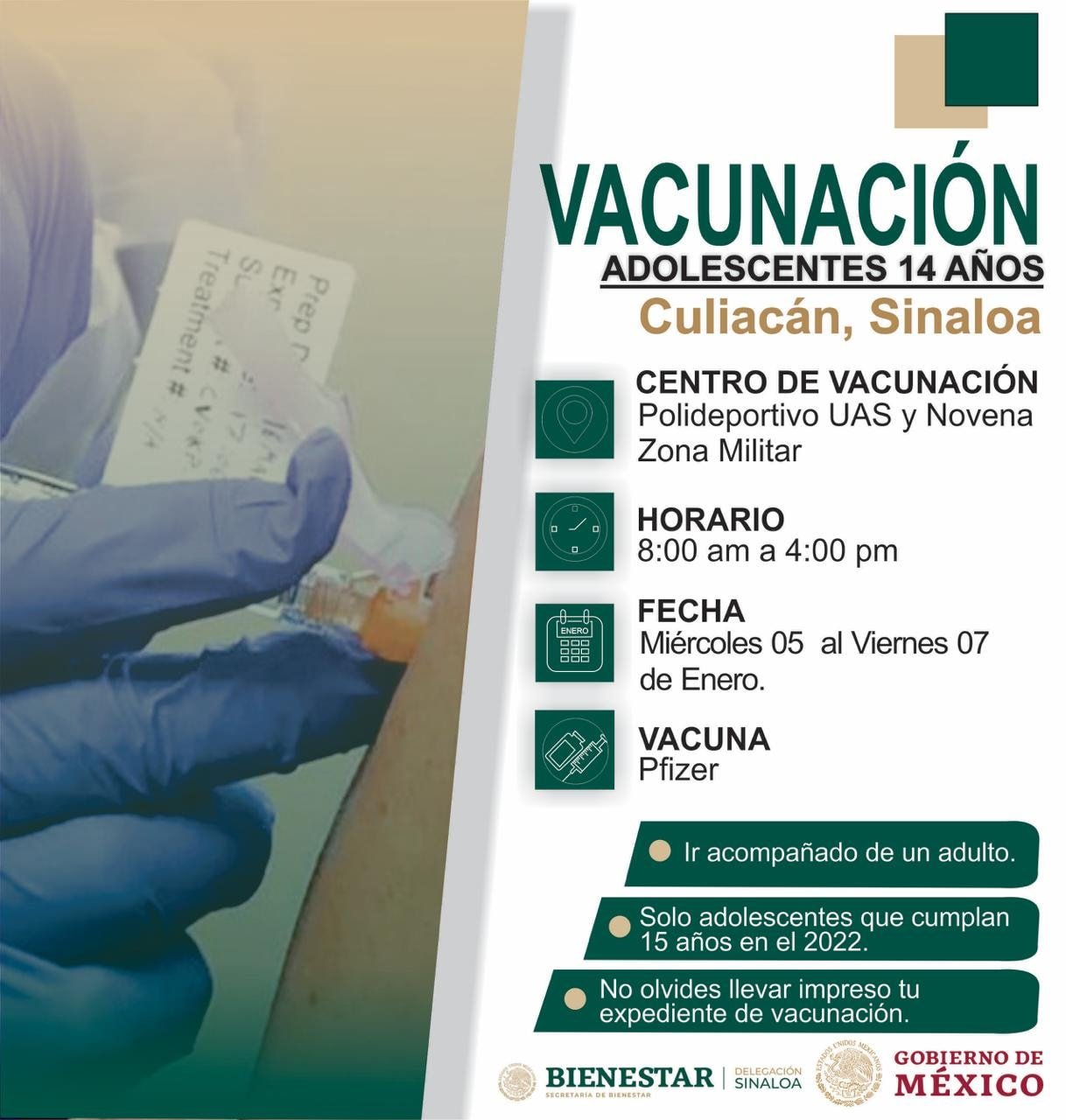 Arranca vacunación para el universo de adolescentes de 14 años que cumplen los