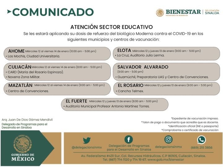 ATENCIÓN SECTOR EDUCATIVO: A PARTIR DEL MIERCOLES 12 DE ENERO SE LES APLICARÁ
