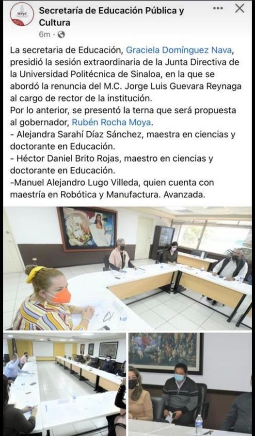 YA HAY TERNA PARA NUEVO RECTOR DE LA UNIVERSIDAD POLITÉCNICA DE SINALOA.
