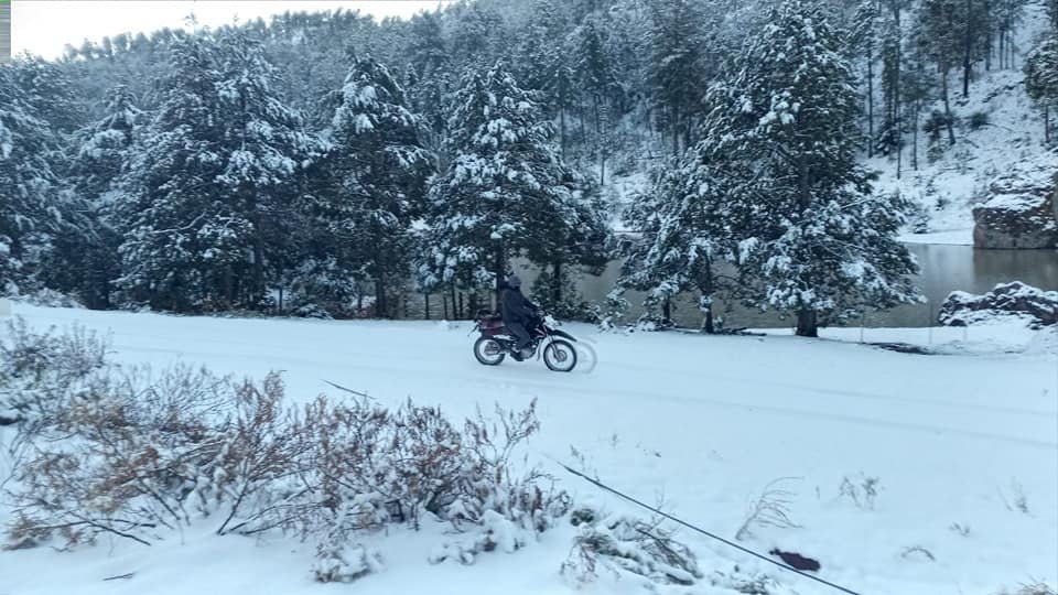 Así amaneció este jueves 3 de febrero Santa Gertrudis, Badiraguato, por la nie