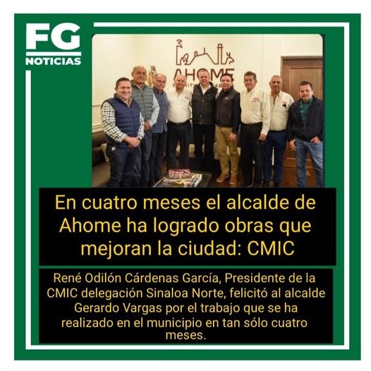 RECONOCEN CONSTRUCTORES LABOR DEL ALCALDE DE AHOME, GERARDO VARGAS LANDEROS.