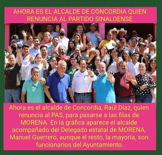 AHORA ES EL ALCALDE DE CONCORDIA, RAÚL DÍAZ, QUIEN RENUNCIA AL PARTIDO SINALOE