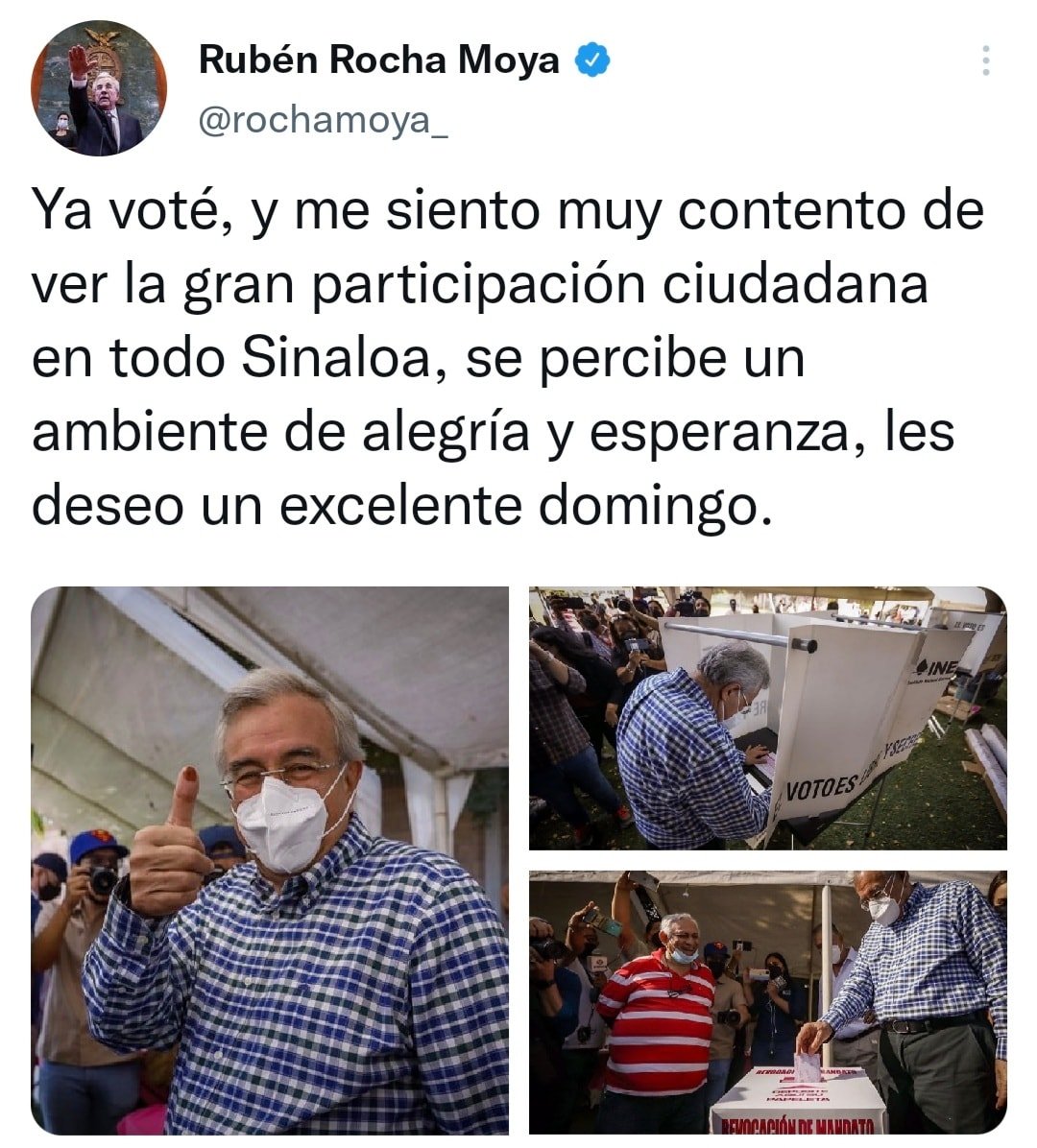 EL GOBERNADOR RRM AL VOTAR Y DESPUES DE VOTAR.