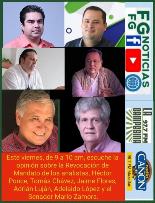 En la emisión de este viernes de FG NOTICIAS, de 9 a 10 am, escuche diversas o