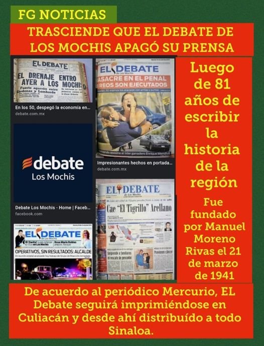 TRASCIENDE QUE EL DEBATE DE LOS MOCHIS PARÓ DEFINITIVAMENTE SU PRENSA.