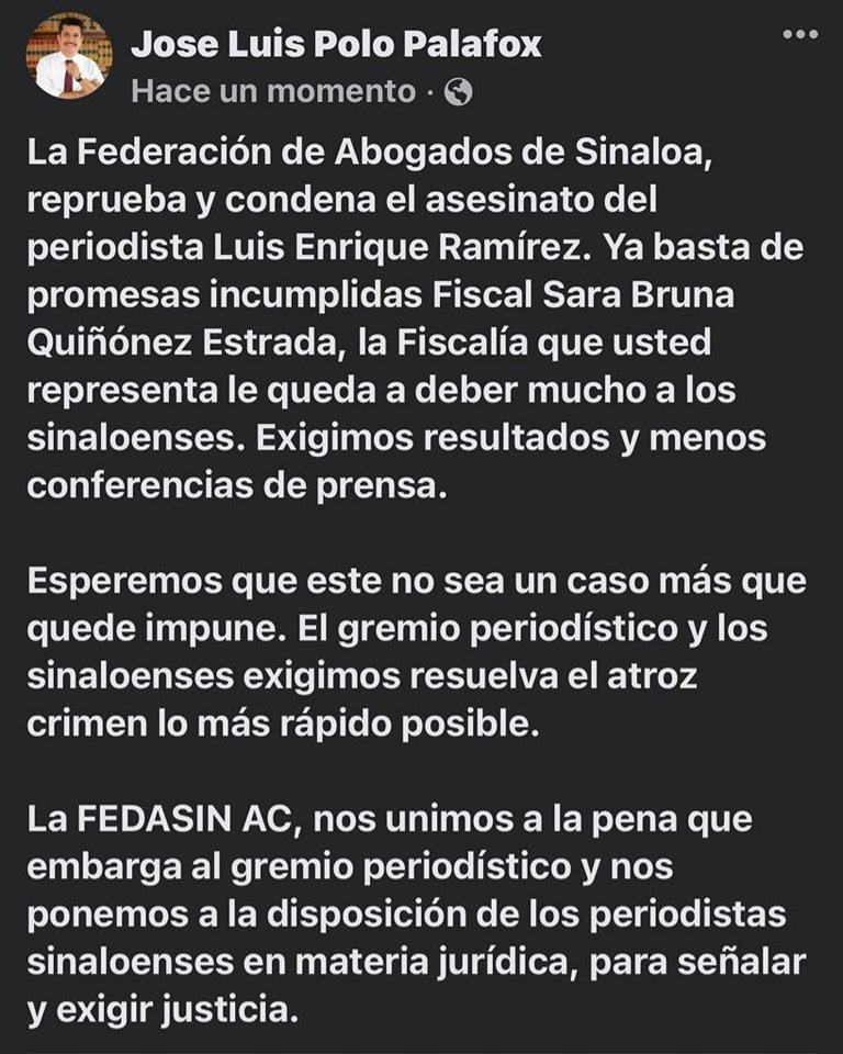 José Luis Polo Palafox, Presidente de la Federación de Abogados de Sinaloa, ex