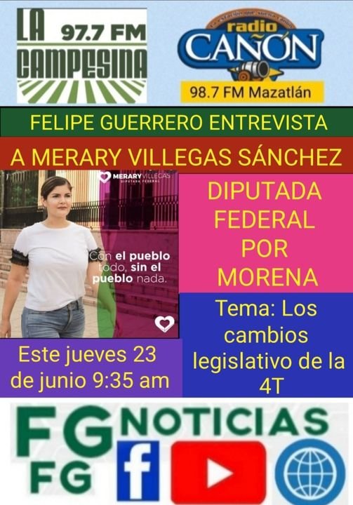 ENTREVISTA A LA DIPUTADA FEDERAL MERARY VILLEGAS, ESTE JUEVES 23 DE JUNIO 9:35