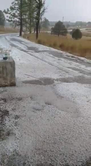 Llueve con granizo en Paraíso de la Sierra y el Salto, Durango.