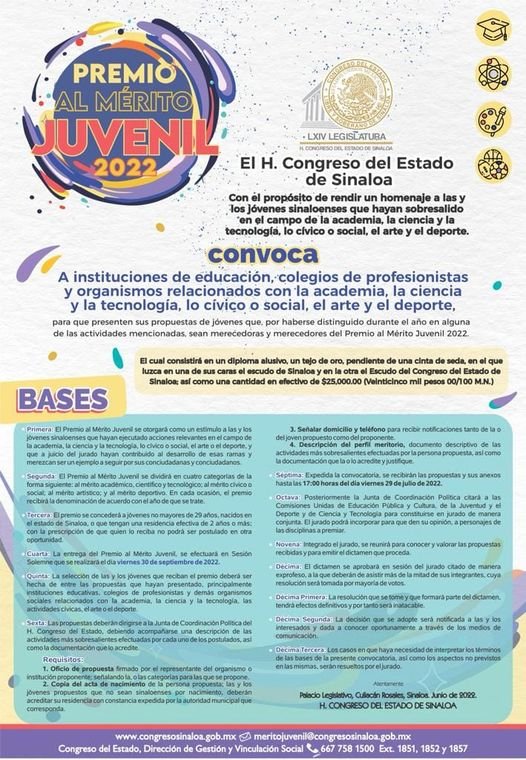 Convocan a presentar propuestas para el Premio al Mérito Juvenil 2022