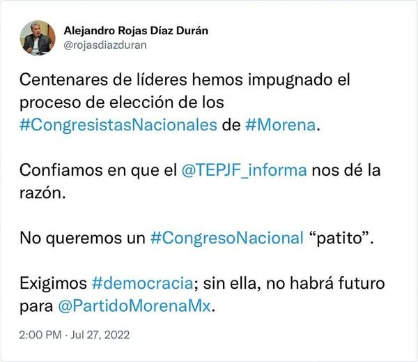 EN MORENA IMPUGNAN ELECCIÓN ANTE TEPJF; MILITANTES EXIGEN DEMOCRACIA.