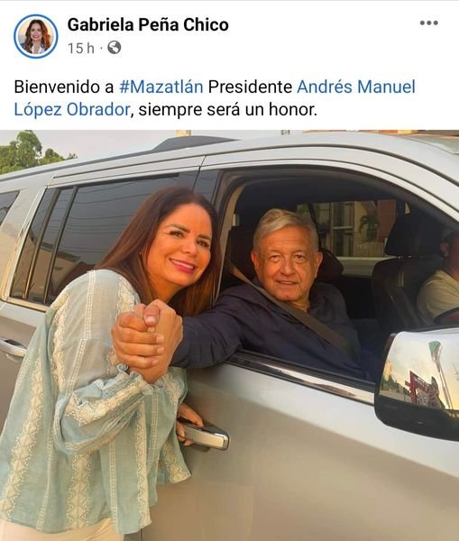 GABRIELA PEÑA CHICO, EX PRESIDENTA DEL DIF MAZATLÁN, DA LA BIENVENIDA AL PRESIDE