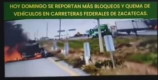 HOY DOMINGO SE PRESENTARON BLOQUEOS E INCENDIO DE VEHÍCULOS EN CARRETERAS FEDERA