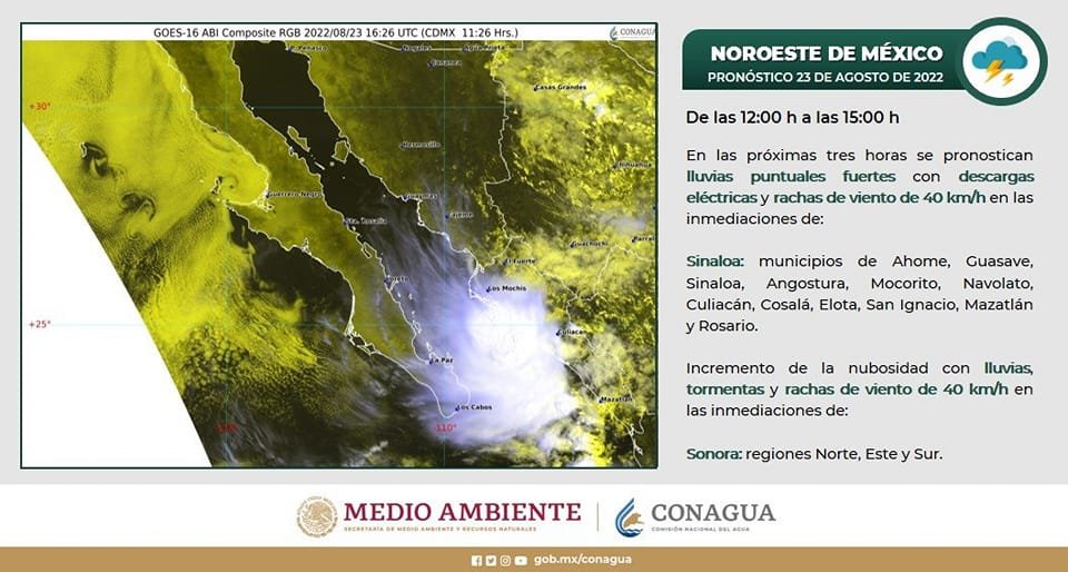 Protección Civil pide estar atentos ante posibles lluvias con descargas eléctric