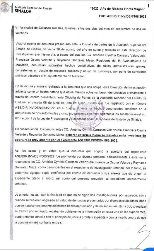 CONFIRMA LA ASE INVESTIGACIÓN SOBRE COMPRA DE VEHÍCULOS DEL AYUNTAMIENTO DE MAZA