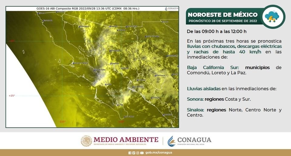 Canal de baja presión provocará lluvias en Sinaloa: Protección Civil