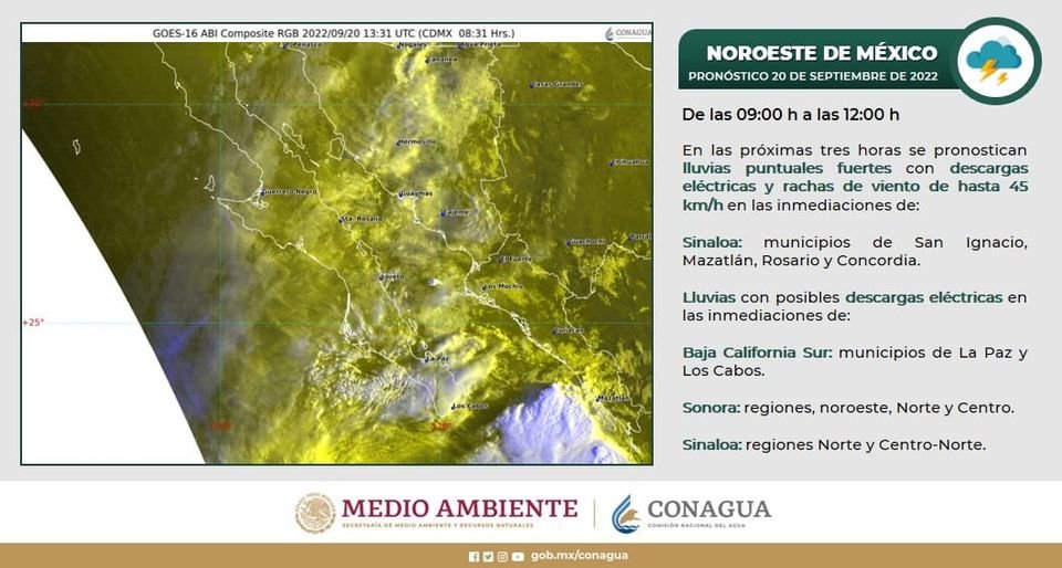 Continuarán lluvias por Tormenta Tropical «Madeline» Continuarán lluvias por Tormenta Tropical «Madeline»