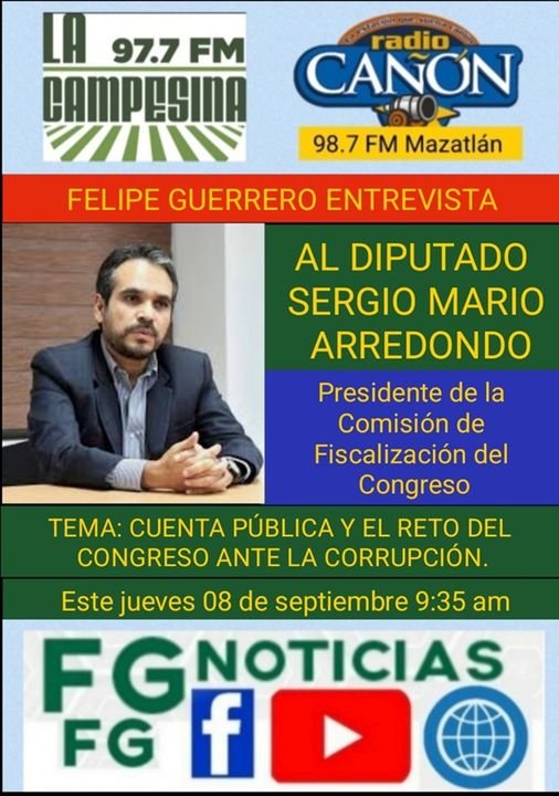 ESTE JUEVES, A LAS 9:35 AM, FELIPE GUERRERO ENTREVISTA AL DIPUTADO SERGIO MARIO