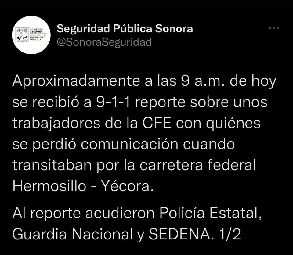 FUERON TRES TRABAJADORES DE LA CFE LOS EJECUTADOS POR SICARIOS EN HERMOSILLO, Y
