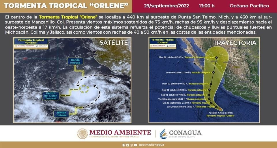Pide Protección Civil estar atentos a trayectoria de Tormenta Tropical «Orlene» Pide Protección Civil estar atentos a trayectoria de Tormenta Tropical «Orlene»