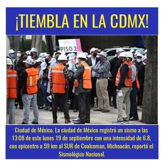 TIEMBLA EN LA CIUDAD DE MÉXICO 6.8 GRADOS EN LA ESCALA DE RITCHER.