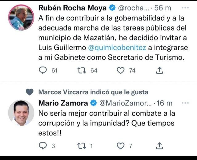 EL SENADOR MARIO ZAMORA RESPONDE AL TWITTER DEL GOBERNADOR ROCHA  CON OTRO TWITT