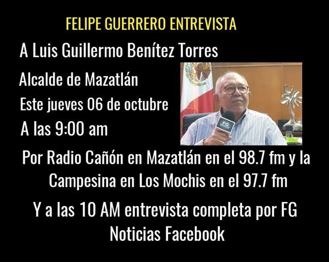 Este jueves 06 de octubre, 9:00 AM por Radio y 10 AM por FG NOTICIAS  Facebook,