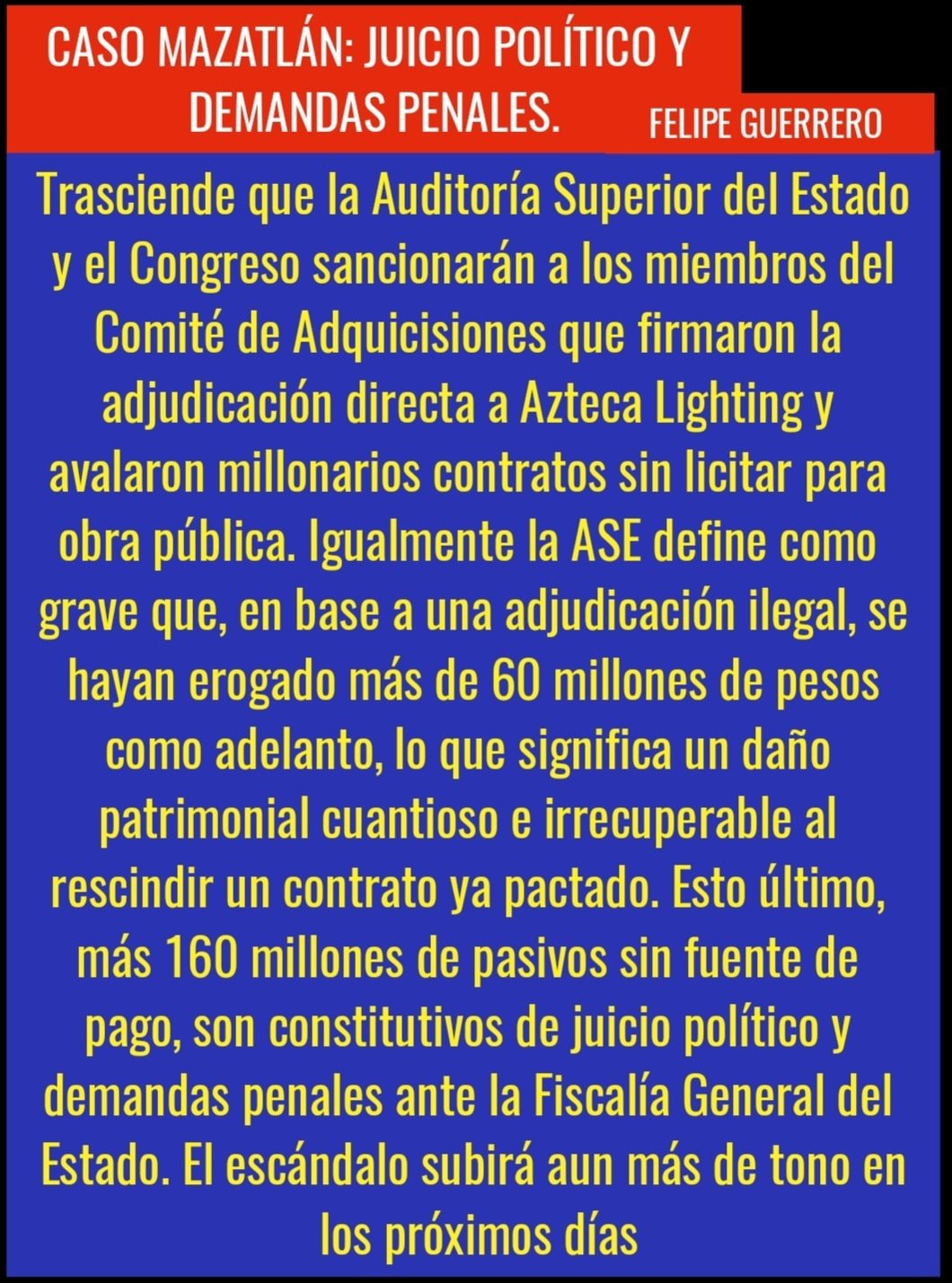 JUICIO POLÍTICO Y DEMANDAS PENALES EN EL CASO MAZATLÁN.