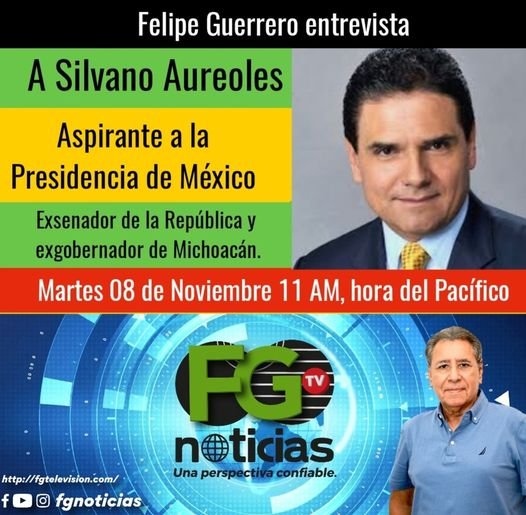 Entrevista este martes 08 de noviembre, a las 11 AM a través de FG Noticias Face