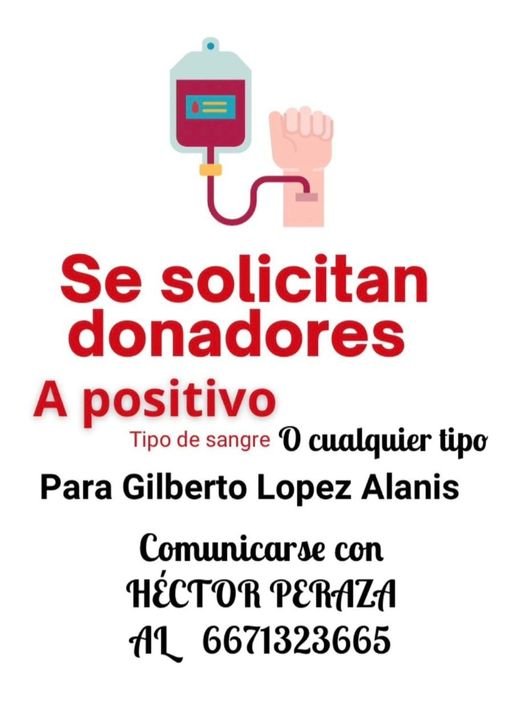 SE SOLICITA CON URGENCIA DONADORES DE SANGRE PARA EL MAESTRO GILBERTO LÓPEZ ALAN