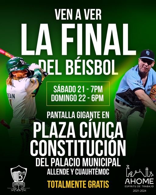 ¡VAMONOS A VER EL BÈISBOL AL PALACIO MUNICIPAL! HABRÁ PANTALLA GIGANTE.