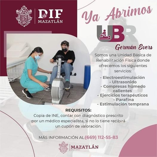 Anuncia DIF Mazatlán reapertura de UBR Germán Evers