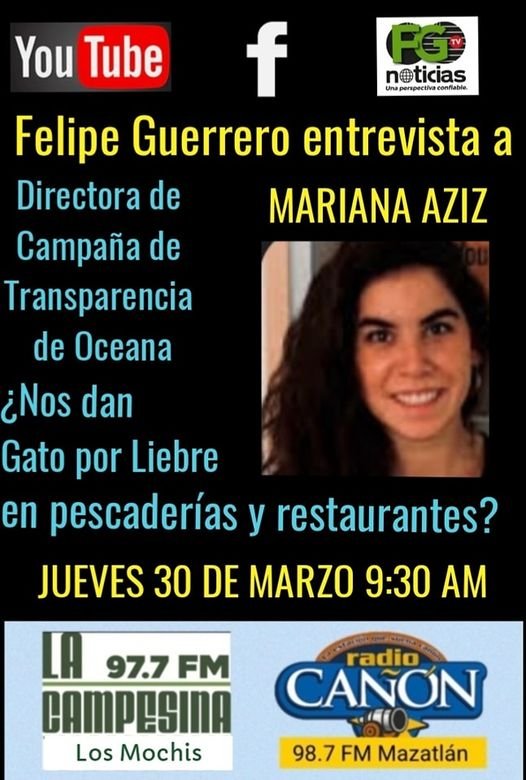 ESTE JUEVES 30 DE MARZO, 9:30 AM. ENTREVISTA A MARIANA AZIZ.