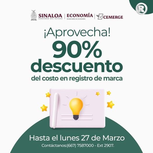 Registra tu marca  ® Aprovecha el descuento que la Secretaría de Economía Sinalo