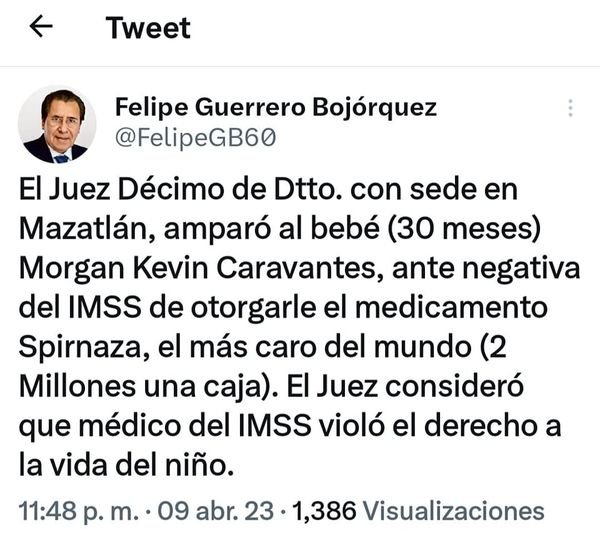 AL BEBÉ MORGAN KEVIN LO AMPARÓ UN JUEZ Y OBLIGA AL IMSS A QUE COMPRE LOS MEDICAM AL BEBÉ MORGAN KEVIN LO AMPARÓ UN JUEZ Y OBLIGA AL IMSS A QUE COMPRE LOS MEDICAM