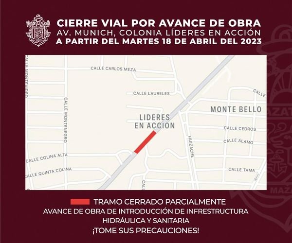 CIERRE VIAL POR AVANCE DE OBRA