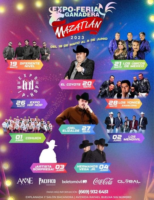 Este será elenco de la feria ganadera Mazatlán 2023