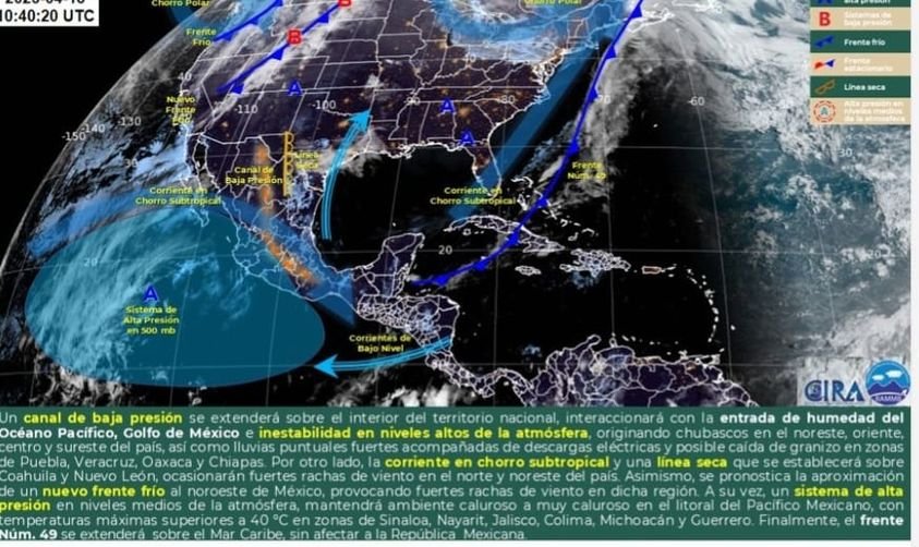 Hoy martes, un canal de baja presión se extenderá sobre el interior del territor