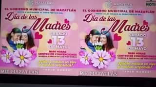 EL GOBIERNO MUNICIPAL DE MAZATLÁN INVITA A FESTEJAR EL DIA DE LAS MADRES.