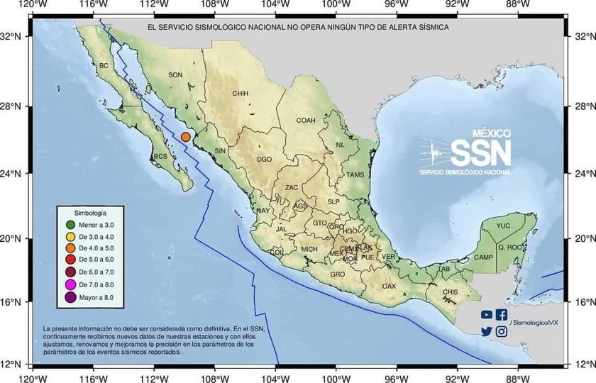 *AVISO* 13:03:18 09 ago. 2023 Se registró un *sismo* de *4.8 grados Richter* a *AVISO* 13:03:18 09 ago. 2023 Se registró un *sismo* de *4.8 grados Richter* a