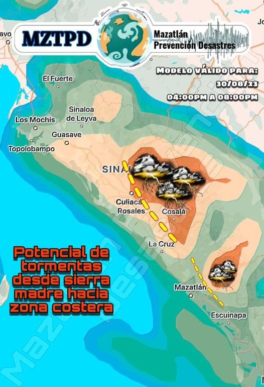 *Aviso Preventivo* 30/08/23 –   Según los modelos de pronóstico, se espera que